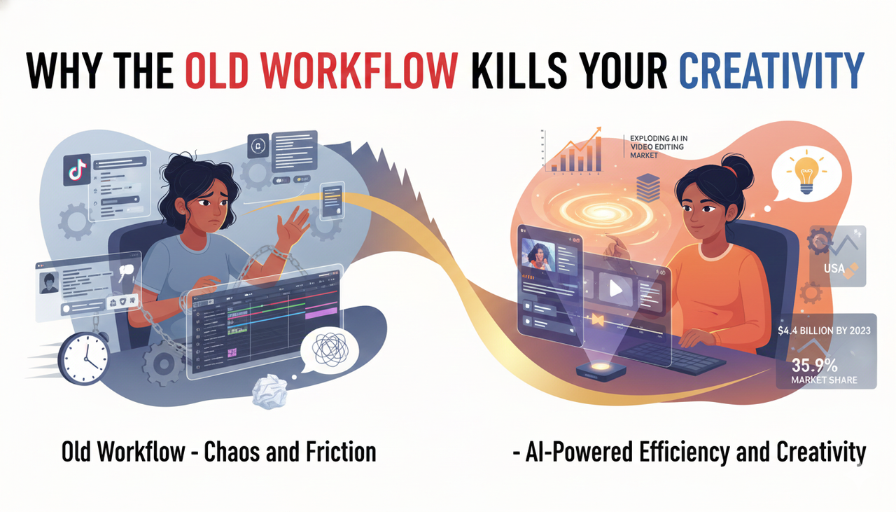  Old vs New: Chaotic, fragmented workflow kills creativity; AI streamlines