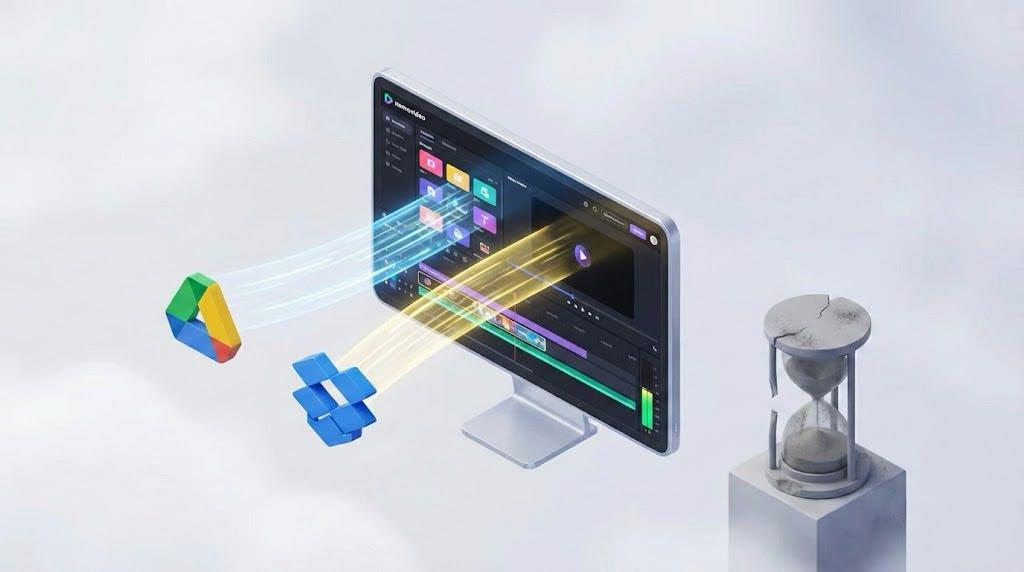 Futuristic 3D isometric illustration of a cloud-native video editing workflow tools-apps/blogs/bfcd98d3-713c-438e-82aa-40c570564441.png